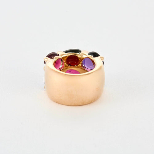Bague 48 POMELLATO - Sassi - Large bague or jaune, améthyste, tourmalises et grenats. 58 Facettes DV0947-2-48-2