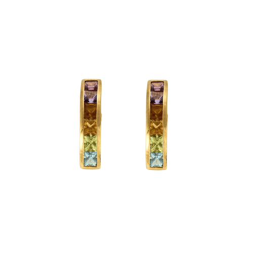 Boucles d'oreilles Attribuées à STERN - Paire de boucles d'oreilles quarte de couleurs 58 Facettes DV8672-2