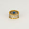 Bague 45.5 BUCCELLATI - Bague bandeau ciselée et ajourée à motif de dentelle en or jaune, blanc, diamants et saphir 58 Facettes DV4479-3-455-2