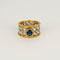 Bague 45.5 BUCCELLATI - Bague bandeau ciselée et ajourée à motif de dentelle en or jaune, blanc, diamants et saphir 58 Facettes DV4479-3-455-2