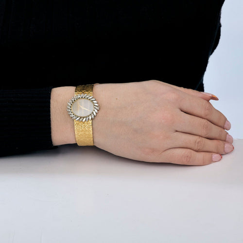Montre PIAGET - Extraplate Joaillerie - Montre de dame Or Jaune, Oeil de Tigre et diamants 58 Facettes DV4479-34