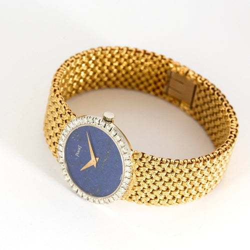 Montre PIAGET - Extraplate Joaillerie - Montre de dame, Or Jaune, Lapis, Diamants 58 Facettes DV4479-35