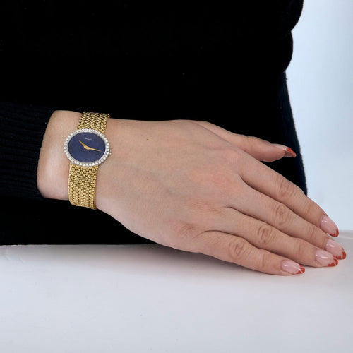 Montre PIAGET - Extraplate Joaillerie - Montre de dame, Or Jaune, Lapis, Diamants 58 Facettes DV4479-35