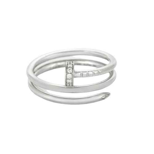 Bague 55 CARTIER - Juste un Clou - Bague or gris diamants 58 Facettes DV0597-10-DV0882-1