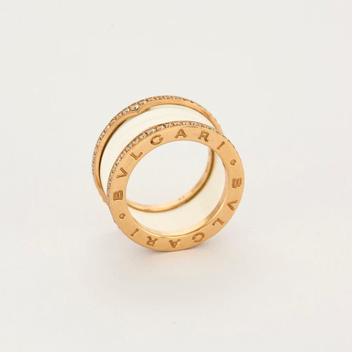 Bague 53 BULGARI - B.Zéro 1 - Bague céramique blanche et diamants 58 Facettes DV0986-3-53-2