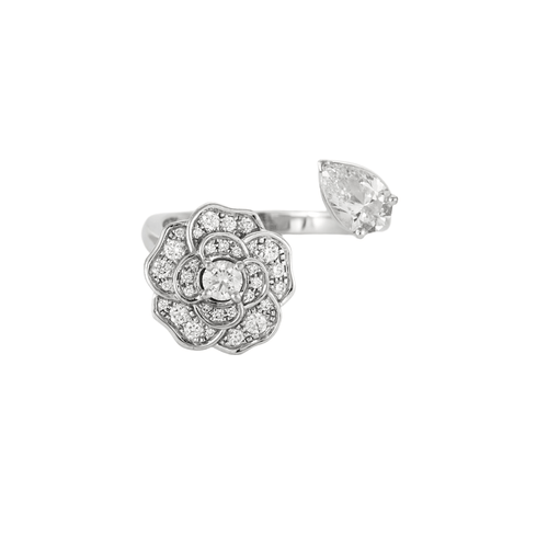 Bague 50 CHANEL - Camélia Précieux - Bague en or gris et diamants 58 Facettes DV13600-1