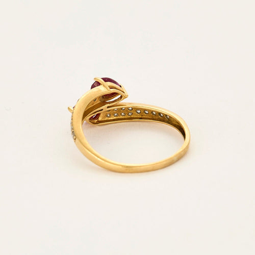 Bague 56 Bague en or jaune, rubis et diamants 58 Facettes DV5719-1