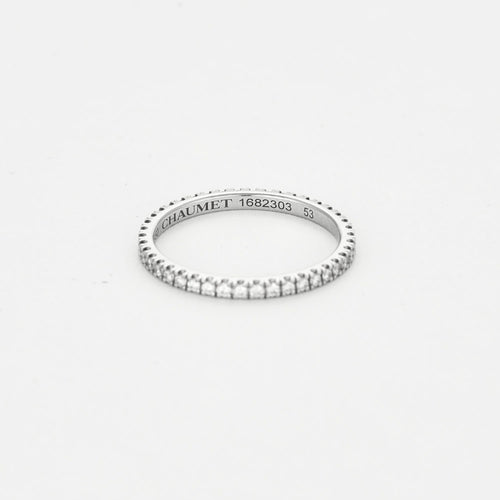 Bague 53 CHAUMET - Alliance Les Éternelles  en platine et diamants 58 Facettes DV13963-2
