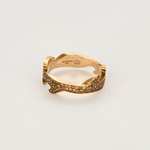 Bague 57.5 Georg Jensen - Bague fusion en or rose, diamants bruns 58 Facettes DV14365-2-575-2