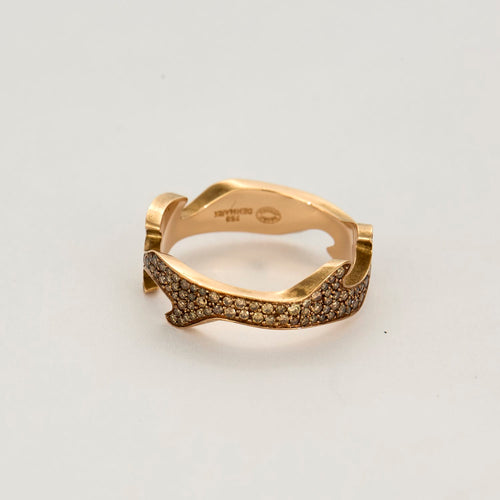 57.5 Georg Jensen - Bague fusion en or rose, diamants bruns 58 Facettes DV14365-2-575-2