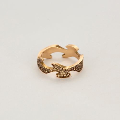 Bague 57.5 Georg Jensen - Bague fusion en or rose, diamants bruns 58 Facettes DV14365-2-575-2