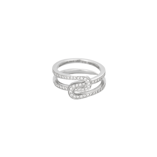 Bague 53 DINH VAN - Maillon Star - Bague petit modèle en or blanc  et diamants 58 Facettes DV15617-1