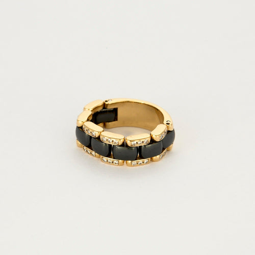 Bague 52 CHANEL Ultra - Bague en or jaune, céramique noire et diamants 58 Facettes DV6154-9