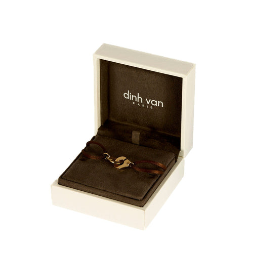 Bracelet DINH VAN - R10 - Bracelet menottes en or jaune et cordon de soie 58 Facettes DV2196-4