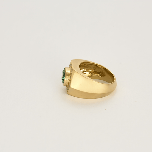 Bague 48 Bague en or jaune tourmaline verte et diamants 58 Facettes DV16005-2