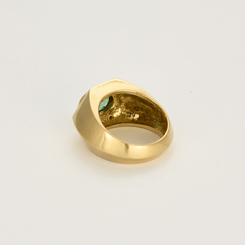 Bague 48 Bague en or jaune tourmaline verte et diamants 58 Facettes DV16005-2