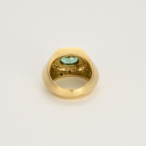 Bague 48 Bague en or jaune tourmaline verte et diamants 58 Facettes DV16005-2