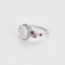 Bague 51 Bague en or blanc, pierre de lune, diamants et rubis 58 Facettes DV10549-6