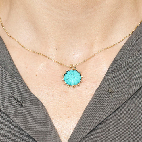Collier Chaîne en or jaune et pendentif turquoise 58 Facettes DV0260-10
