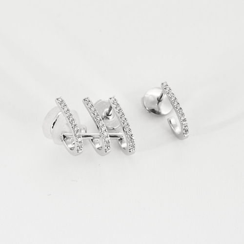 Boucles d'oreilles MESSIKA - Multi-Créoles Gatsby en or gris et diamants 58 Facettes DV15694-2