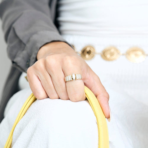Bague 53 Bague en or jaune et diamant navette 58 Facettes DV15971-1
