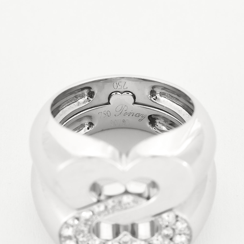 Bague 55 POIRAY - Sceau de coeurs - Bague en or blanc et diamants 58 Facettes DV15694-1