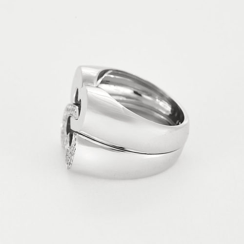Bague 55 POIRAY - Sceau de coeurs - Bague en or blanc et diamants 58 Facettes DV15694-1