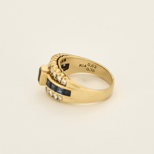 Bague 49.5 Bague bandeau en or jaune, diamants et saphirs 58 Facettes DV16301-2-495-2