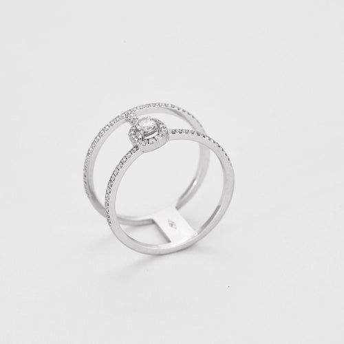Bague 55 Bague Messika "Glam'Azone" or blanc, diamants. 58 Facettes DV3020-24