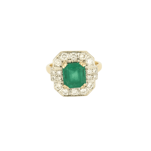 Bague 56 Bague en or jaune, blanc, émeraude et diamants 58 Facettes DV11451-8