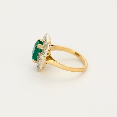 Bague 56 Bague en or jaune, blanc, émeraude et diamants 58 Facettes DV11451-8