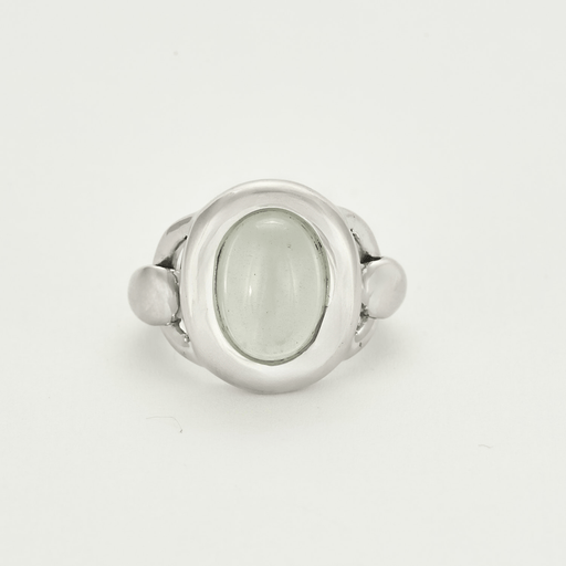 Bague 54 POIRAY - Indra - Bague en or gris et calcédoine bleue 58 Facettes DV15542-1