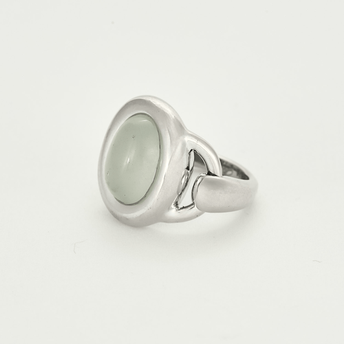 Bague 54 POIRAY - Indra - Bague en or gris et calcédoine bleue 58 Facettes DV15542-1