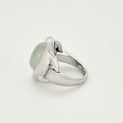 Bague 54 POIRAY - Indra - Bague en or gris et calcédoine bleue 58 Facettes DV15542-1