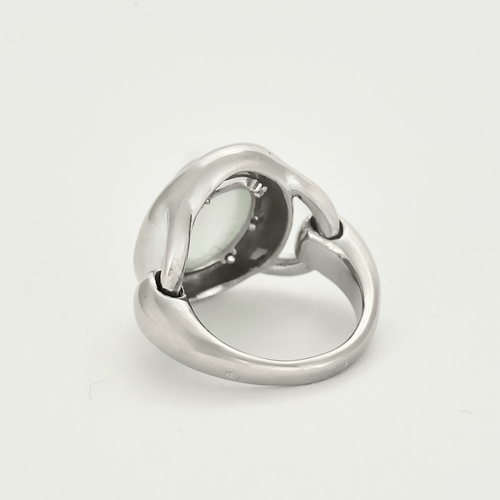 Bague 54 POIRAY - Indra - Bague en or gris et calcédoine bleue 58 Facettes DV15542-1