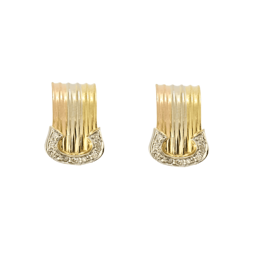 Boucles d'oreilles CARTIER - Double C - Paire de boucles d'oreilles trois ors et diamants 58 Facettes DV0541-8