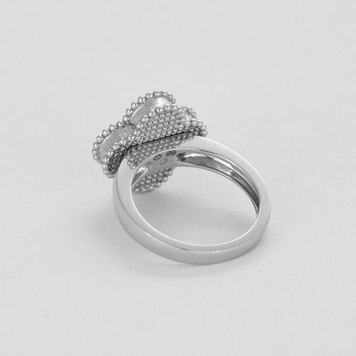 Bague 50 VAN CLEEF & ARPELS - Bague Vintage Alhambra or gris, turquoise et diamants 58 Facettes DV0830-22