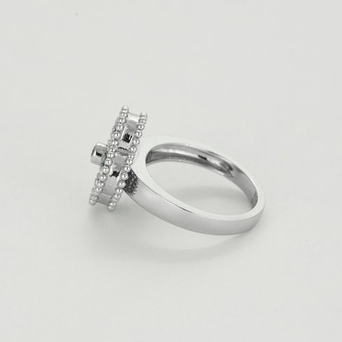Bague 50 VAN CLEEF & ARPELS - Bague Vintage Alhambra or gris, turquoise et diamants 58 Facettes DV0830-22