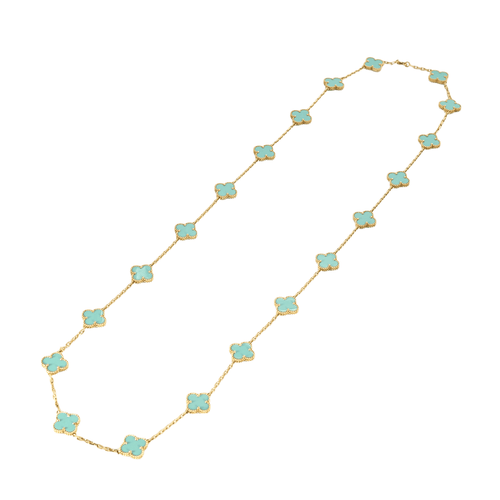 Collier VAN CLEEF & ARPELS - Sautoir Vintage Alhambra en or jaune et turquoise 58 Facettes DV0830-25