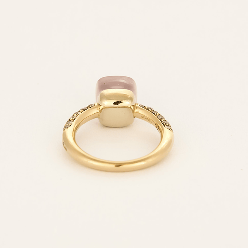 Bague 52 Pomellato- Quarzo Rosa Petit - Bague en or rose quartz rose, calcédoine et diamants 58 Facettes DV16987-2