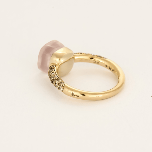 Bague 52 Pomellato- Quarzo Rosa Petit - Bague en or rose quartz rose, calcédoine et diamants 58 Facettes DV16987-2
