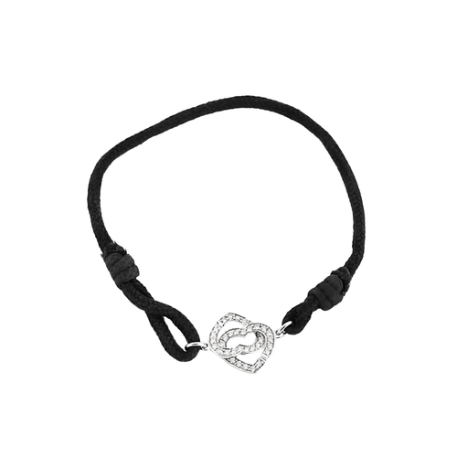 Bracelet DINH VAN - Bracelet en cordon noir, or blanc et diamants 58 Facettes DV16977-3