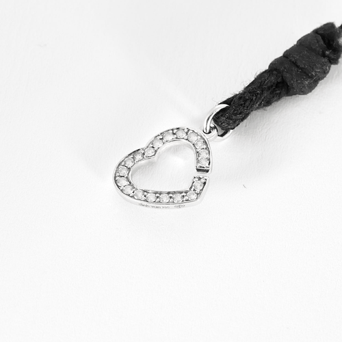 Bracelet DINH VAN - Bracelet en cordon noir, or blanc et diamants 58 Facettes DV16977-3