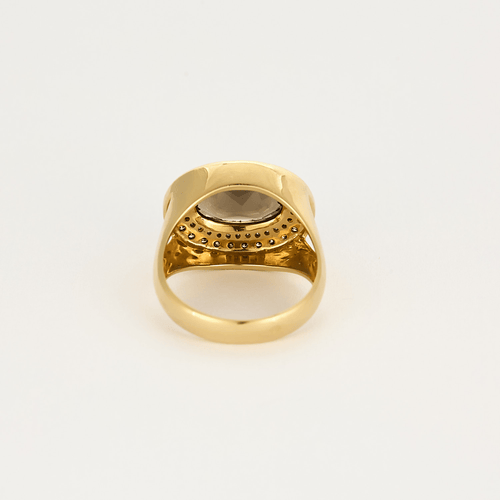 Bague 54 Bague cocktail en or jaune quartz fumé et diamants 58 Facettes DDV17242-3