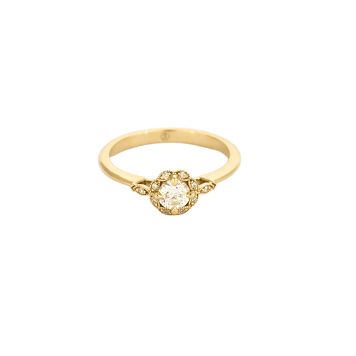 Bague 50 Bague Solitaire à motif de fleur en or jaune et diamants 58 Facettes DV17415-1-50-2