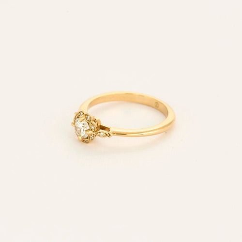 Bague 50 Bague Solitaire à motif de fleur en or jaune et diamants 58 Facettes DV17415-1-50-2