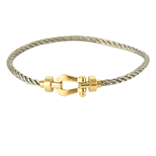 Bracelet FRED - Force 10 - Bracelet en or jaune et cordon en acier 58 Facettes DV17381-7
