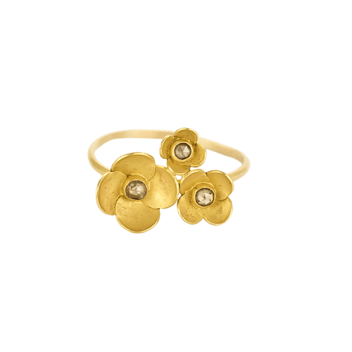 Bague 58 Claire de Divonne - Bague Fleur en or jaune et diamants taillés en rose. 58 Facettes DV3020-27