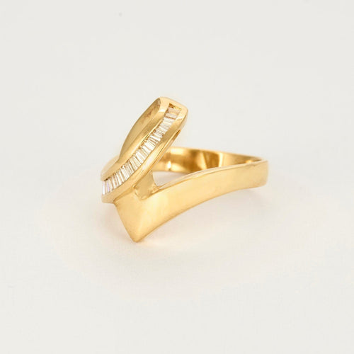 Bague 53 Bague moderniste en or jaune et diamants 58 Facettes DV17164-1