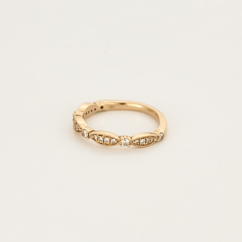Bague 47 Demi Alliance en or rose et diamants 58 Facettes DV17824-1
